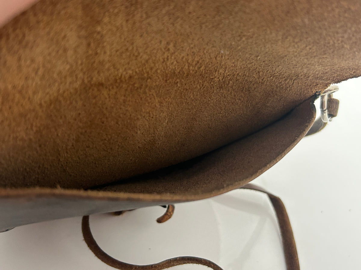 Vintage 1980s Small Handmade Distressed Western Style Crossbody Leather Saddle Bag