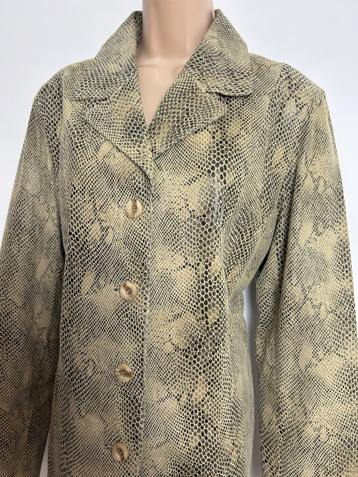 Vintage TRIBECA STUDIO Size L Snake Skin Embossed 100% Real Leather Jacket
