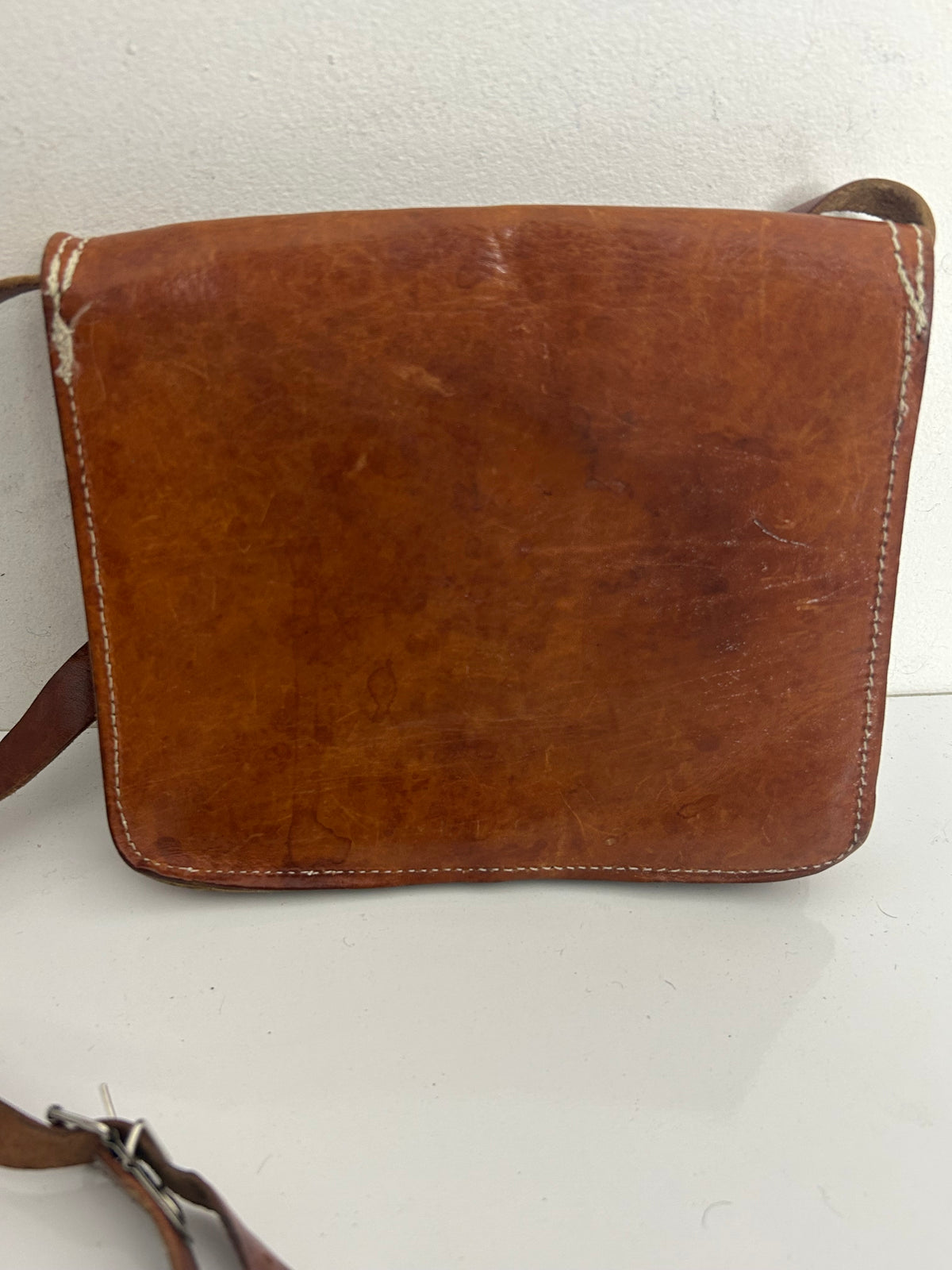 Vintage 1970s Small Tan Brown Mini Satchel Cross Body Bag