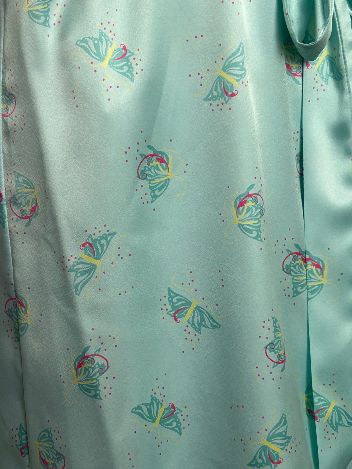 Circa 2008 Y2K Marks & Spencer Size 8-10 Turquoise Green Butterfly Print Silky Wrap Dressing  Gown