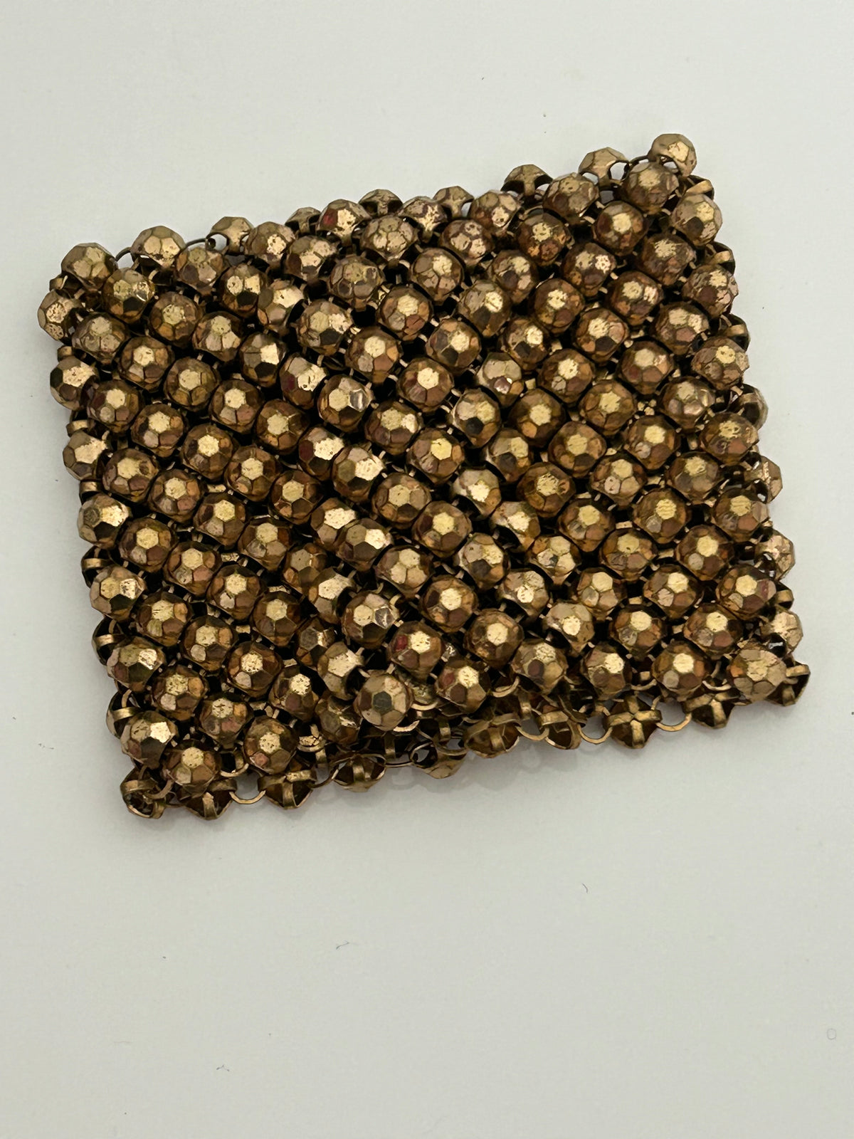 Vintage Dark Gold Tone Mixed Metal Multi Faceted Mesh Wide Cuff Style  Bracelet