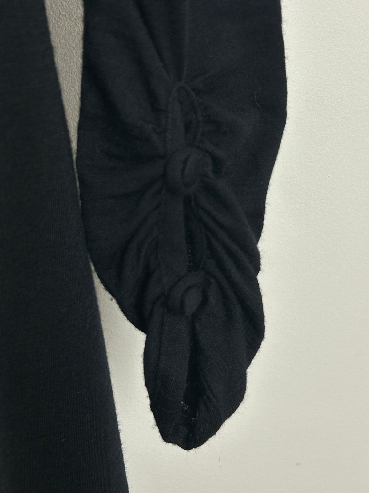 Vintage 1980s LAURA ASHLEY Size 10 Black 100% Wool Jersey Roll Neck Long Sleeve Midi Dress