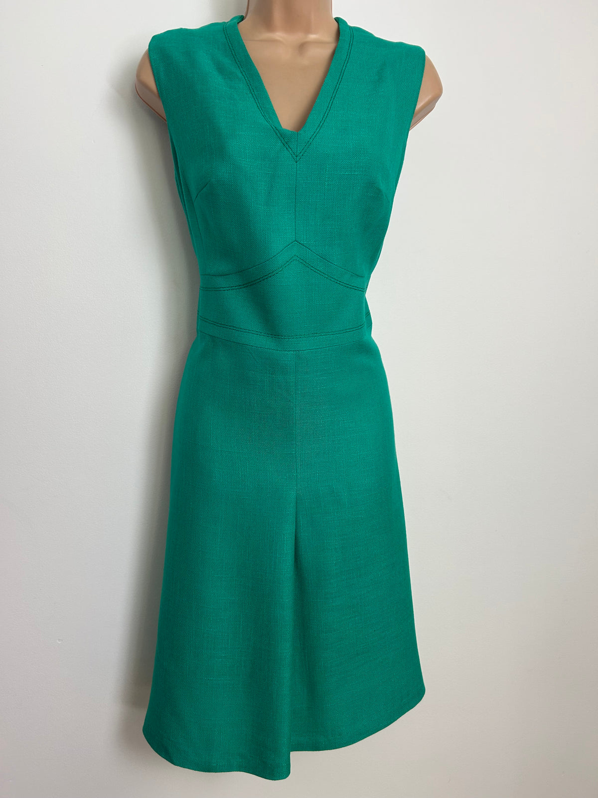 Vintage 1960s RALPH DRESS Size 12 Jade Green Half Belted Mod Shift Dress