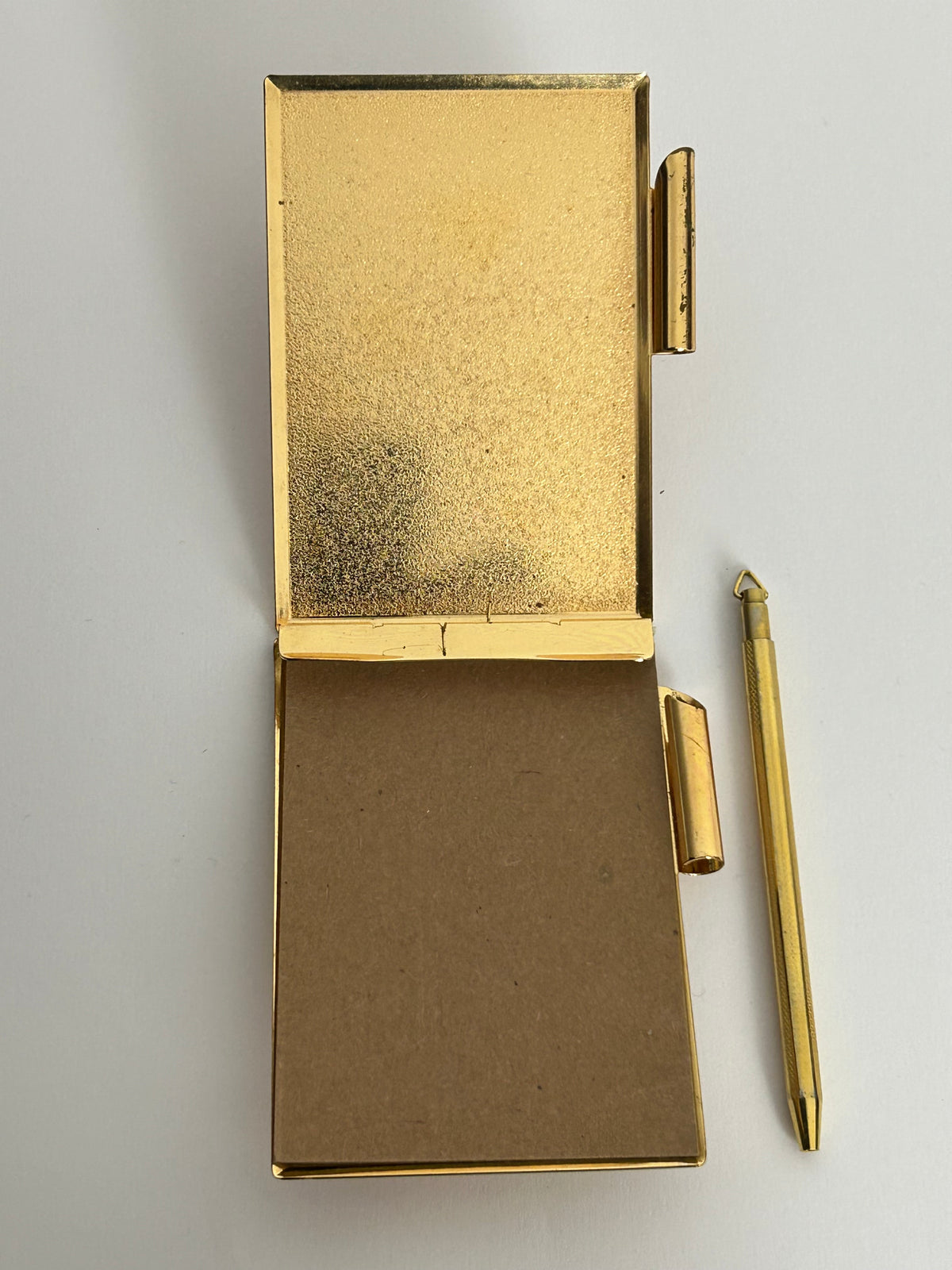 Vintage STRATTON Gold & Red Floral Rose Pocket Notepad Holder & Pen (Please Read)