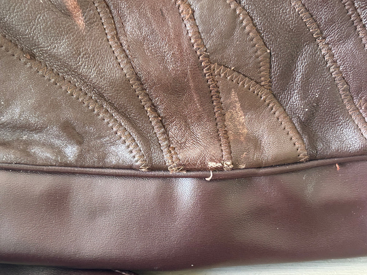 Vintage 1980s Brown Leather Patchwork Style Shoulder Or Cross Body Bag