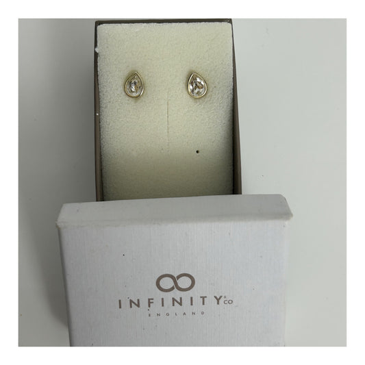 Brand New In Box Infinity & Co "Matilda" Swarovski Crystal Rhodium Plated Pear Shaped Earrings