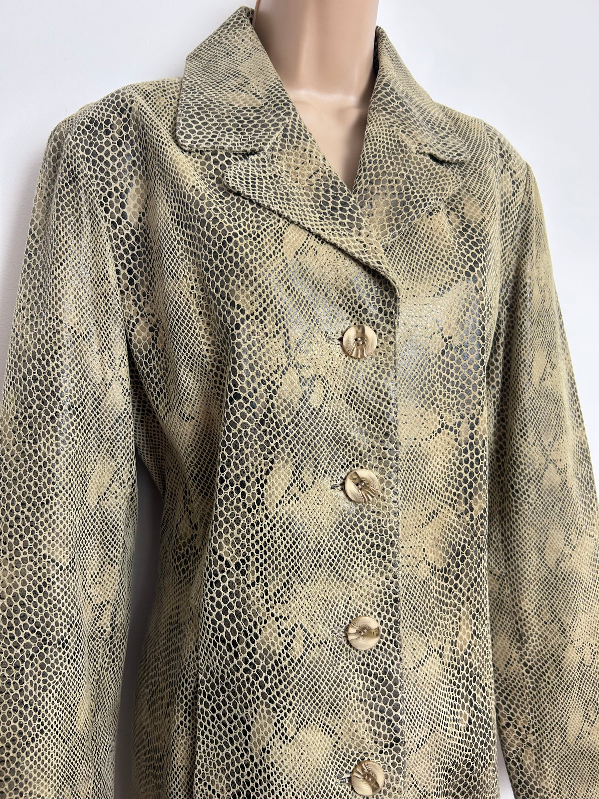 Vintage TRIBECA STUDIO Size L Snake Skin Embossed 100% Real Leather Jacket