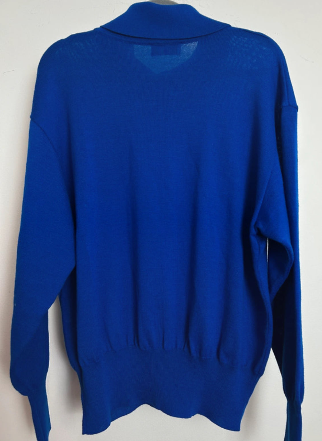 Vintage 1980s BODE Size 14 Electric Blue Wool Mix Collared Lightweight Jumper