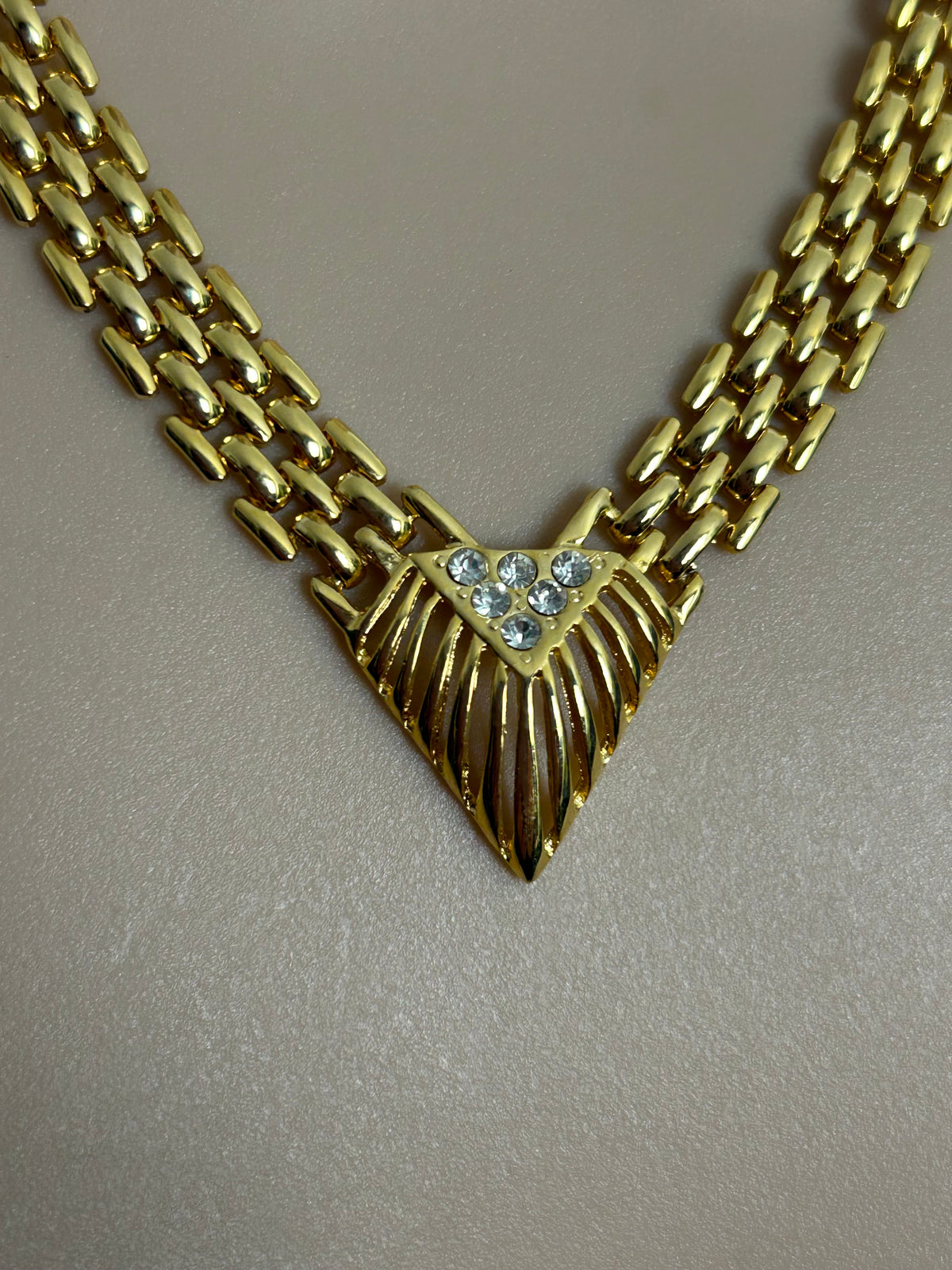Vintage PIERRE CARDIN Gorgeous Gold Tone Diamante Necklace