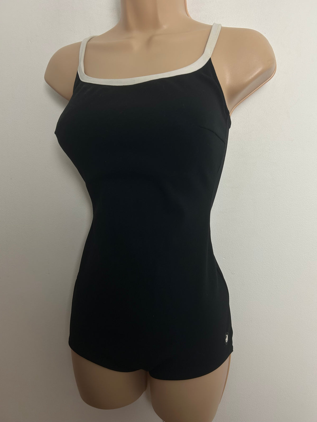 Vintage Early 1970s ARIELLA Size 10-12 Black & Off White Strap Moulded Cups Swimsuit