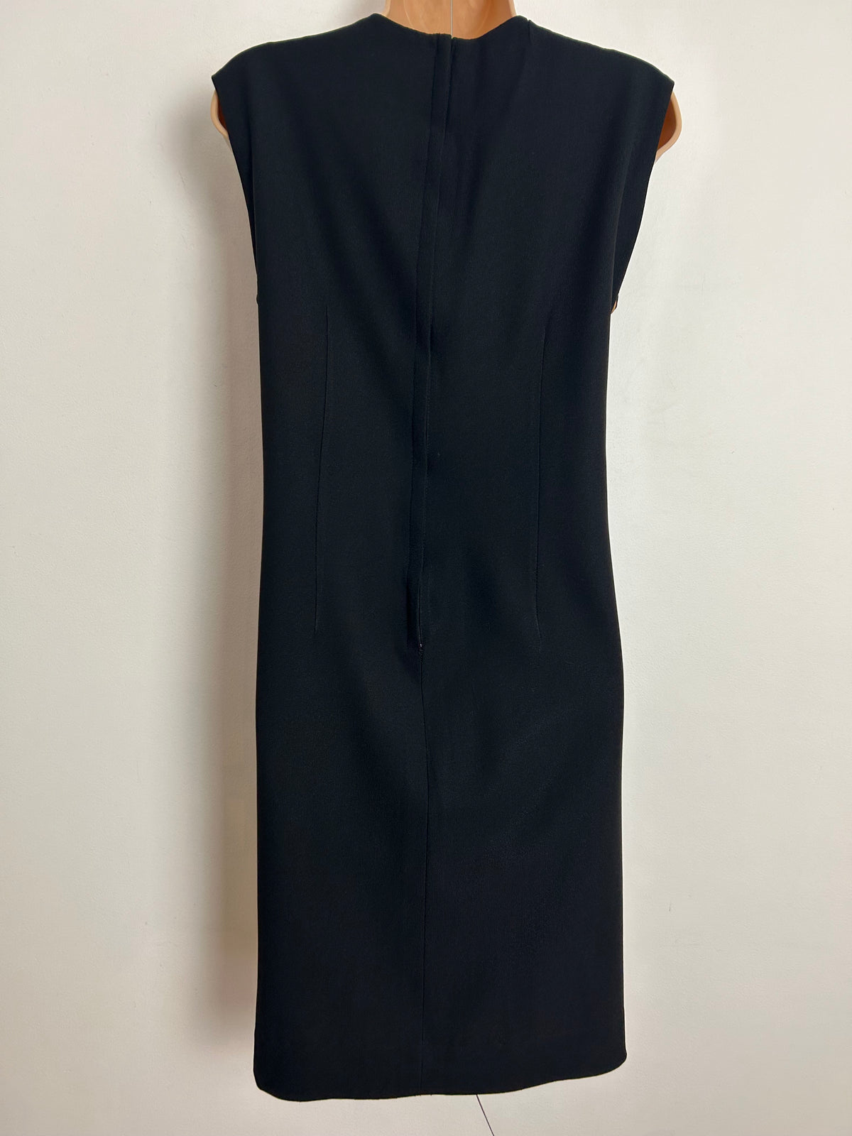Vintage 1960s UK Size 14 Black & Gold Braid Trim Little Black Evening Party Mod Shift Dress