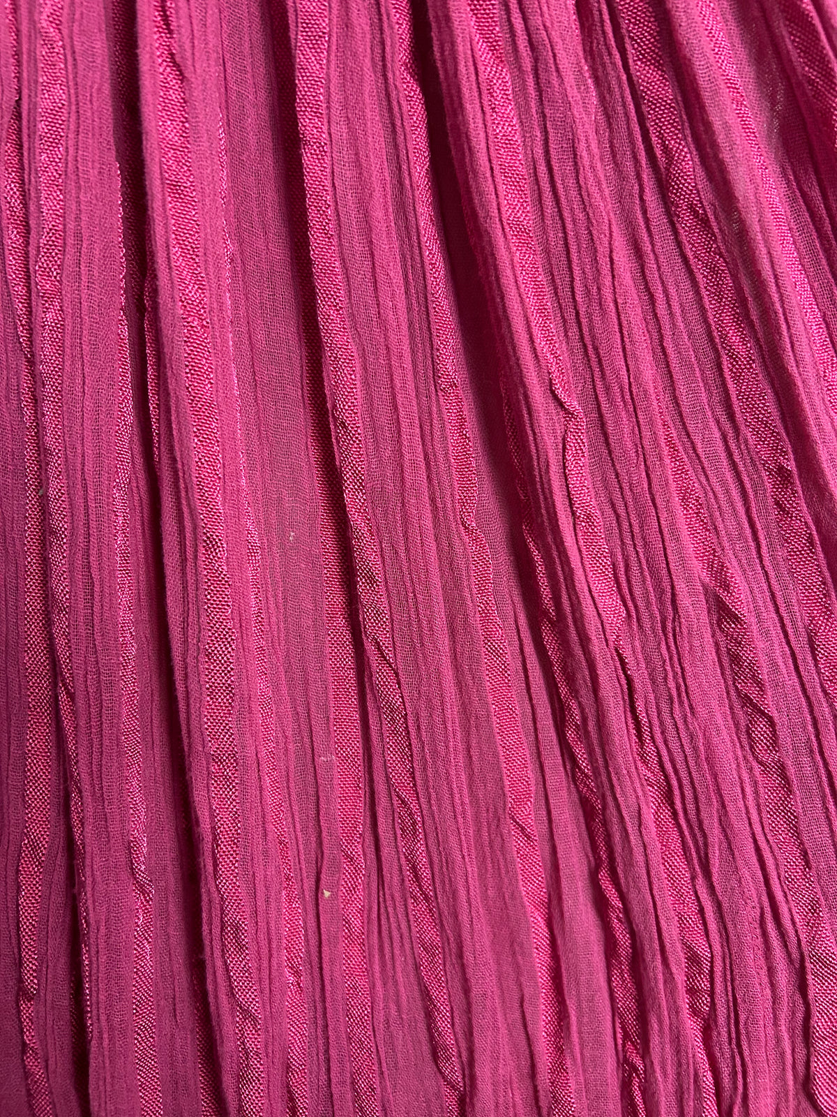 Vintage Early 1980s C&A UK Size 10 Pink Cotton Mix Cheesecloth Satin Panelled Boho Trapeze Style Midi Dress