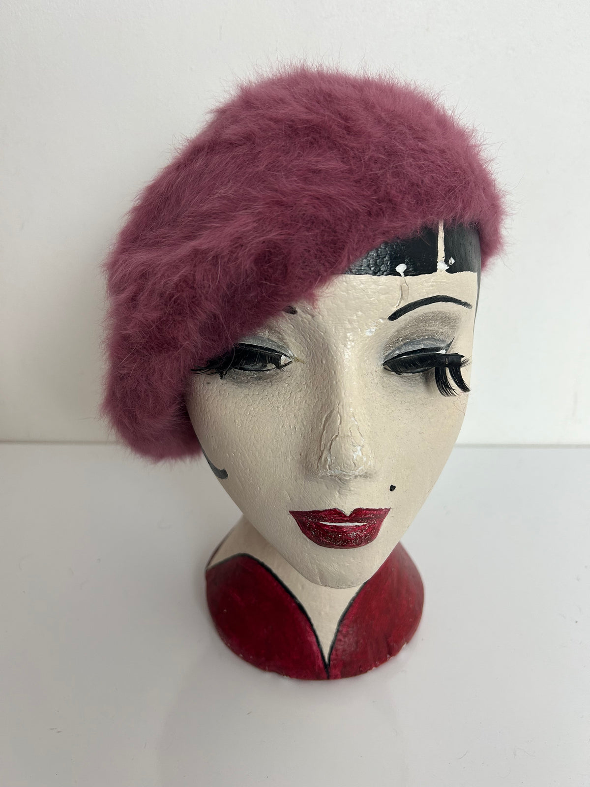 Vintage Mauve Super Soft Angora Mix Beret