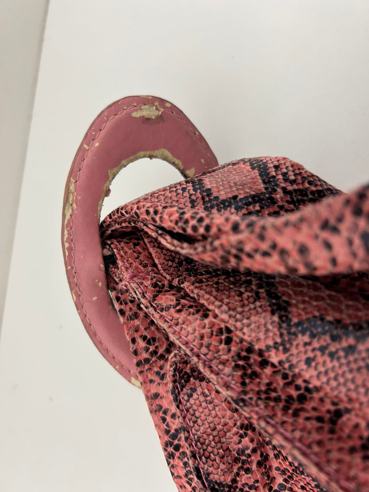 Vintage 1980s Fab Pink Python Snake Print Leather Cinch Belt