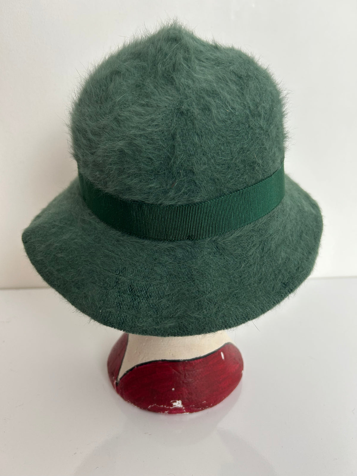 Vintage Austrian Moss Green Angora Mix Trilby Style Hat