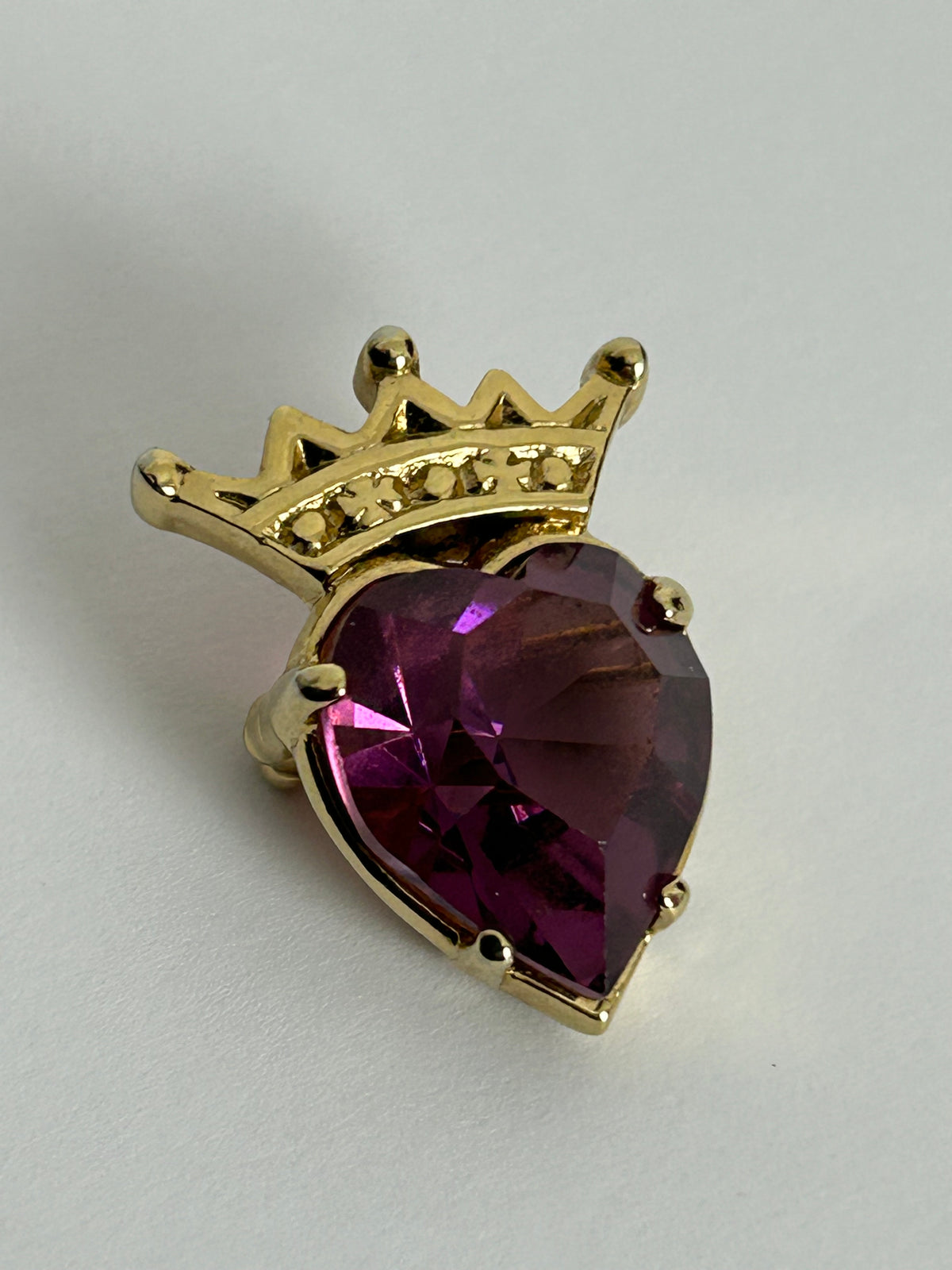Vintage LUCKENBOOTH Scottish Heart & Crown Stone Set Signed Pin Brooch