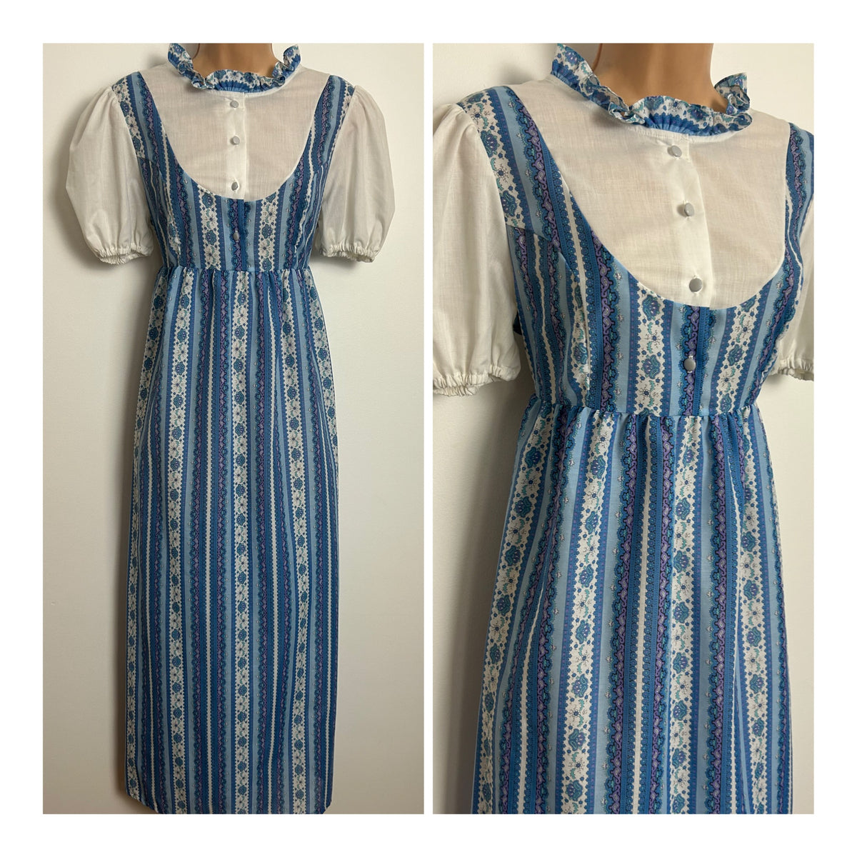 Vintage Early 1980s ST MICHAEL Size 14 Pale Pink Lace Trim Full Length Nylon Negligee Nightdress
