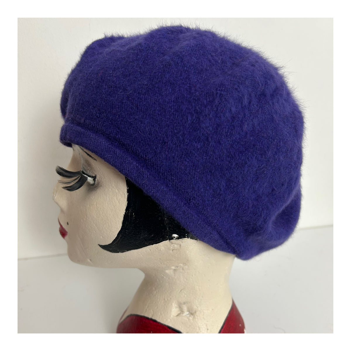 Vintage Cute Purple Wool & Angora Mix Beret