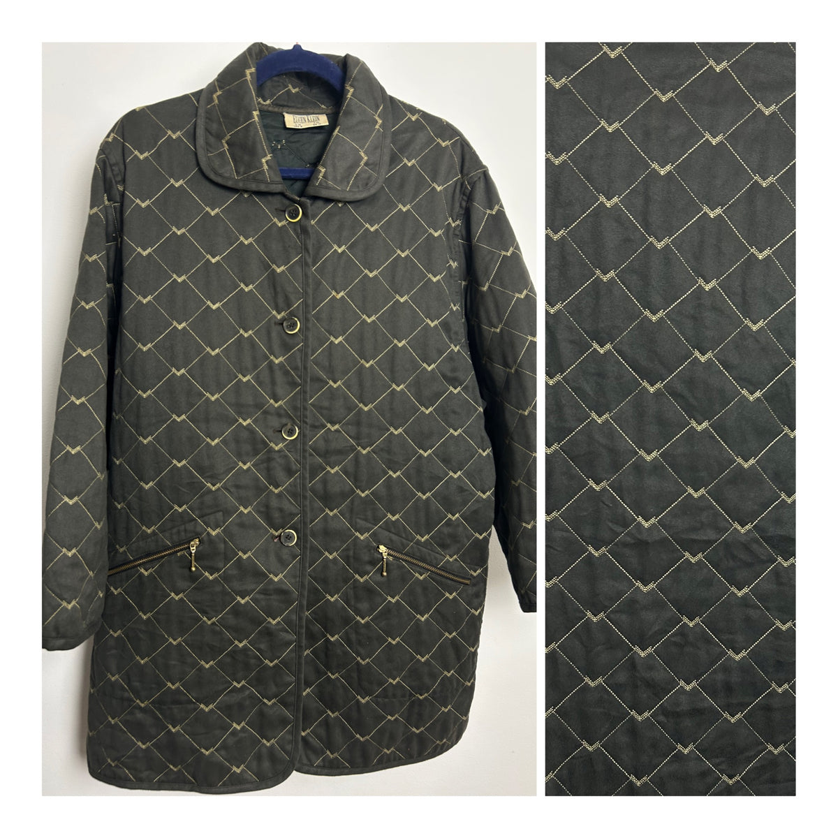 Vintage Y2K EUGEN KLEIN Size 12 Dark Grey Stitch Detail Button Through Jacket
