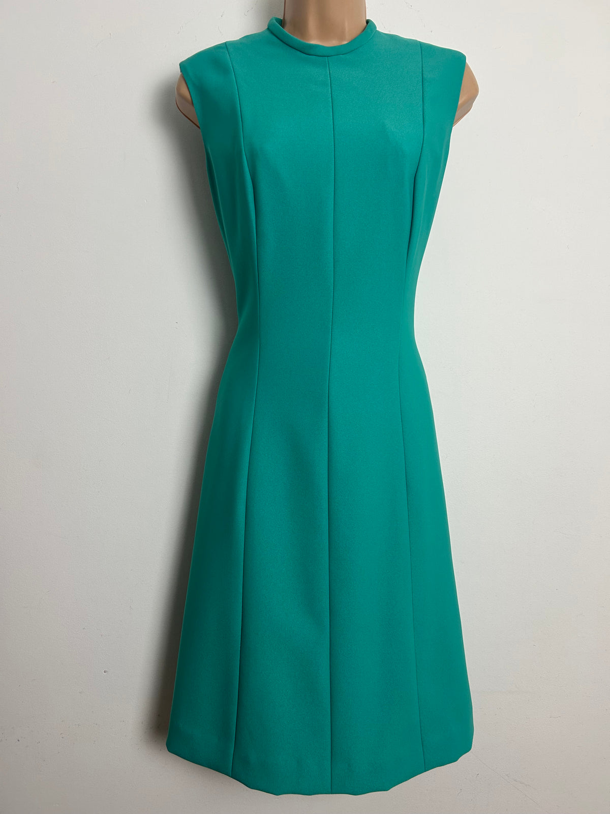 Vintage 1960s HANNLORE OF LONDON Size 8 Jade Green Mod Dress & Jacket Two Piece Suit