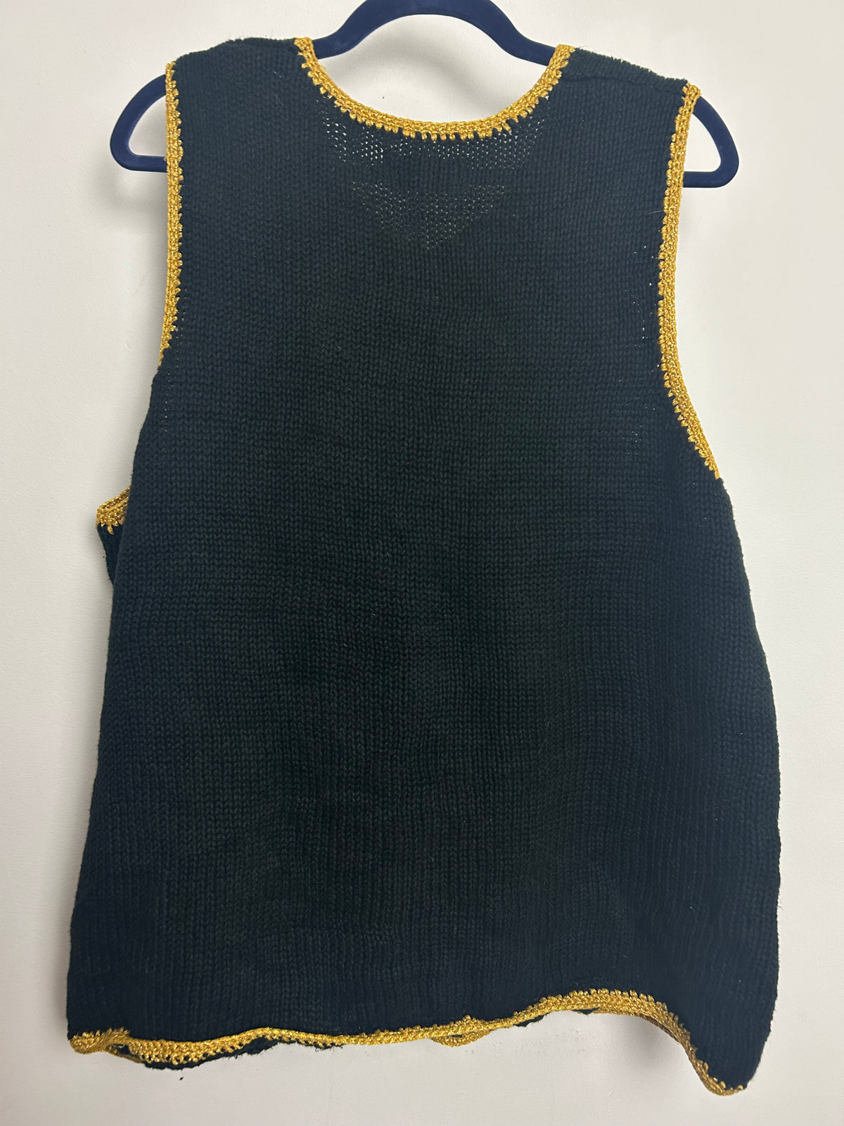 Vintage 1980s WESTBOUND Black Embellished Christmas Sweater Vest Cardigan Up To 16