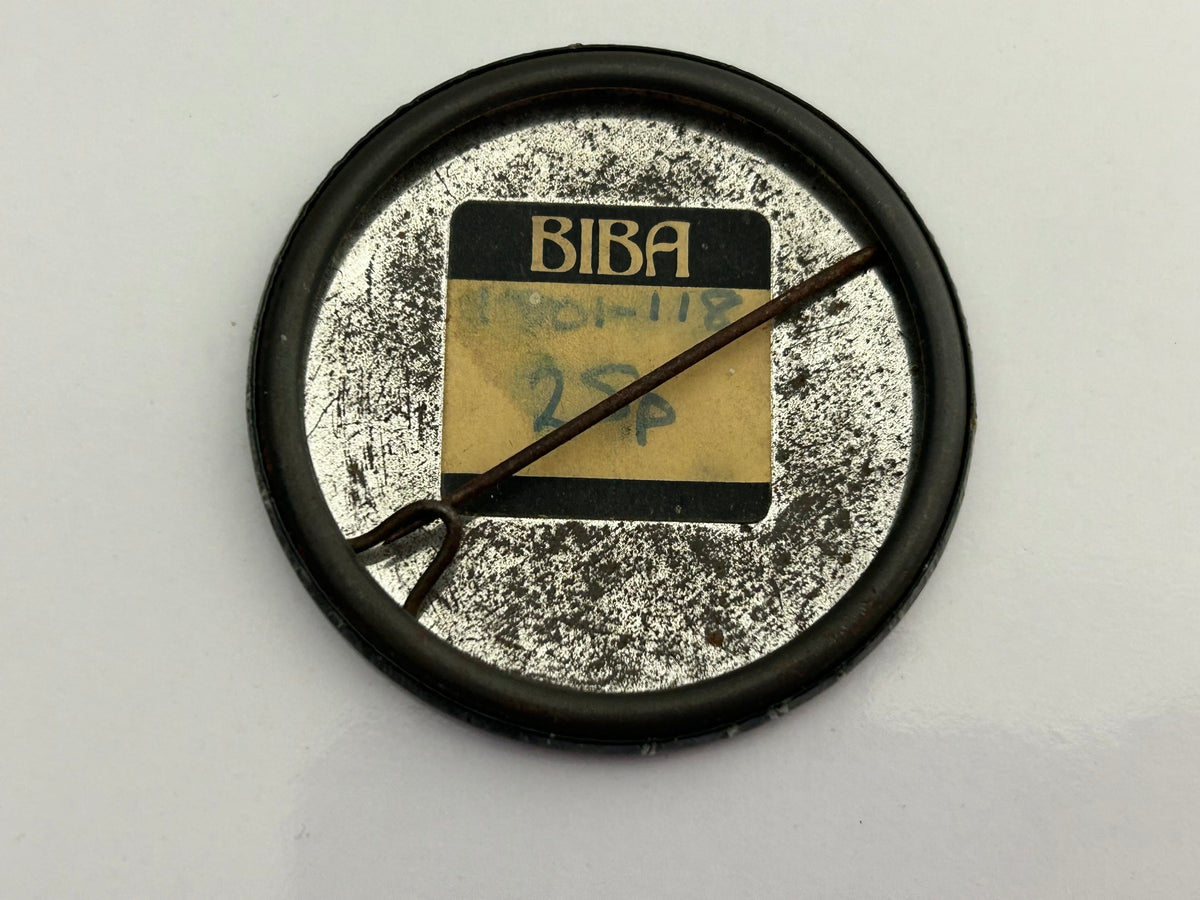 Vintage RARE 1973 Original BIBA "Back Is Beautiful" Tin Pin Badge