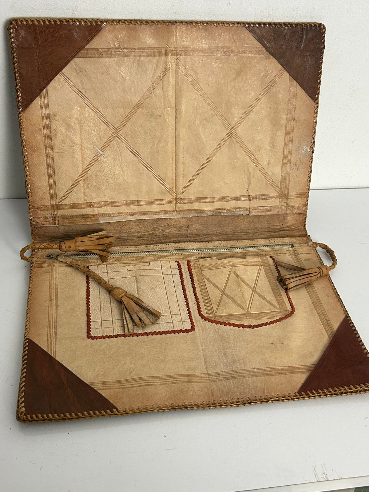Vintage 1970s Real Leather Cowhide With Hair A4 Portfolio Document Folder