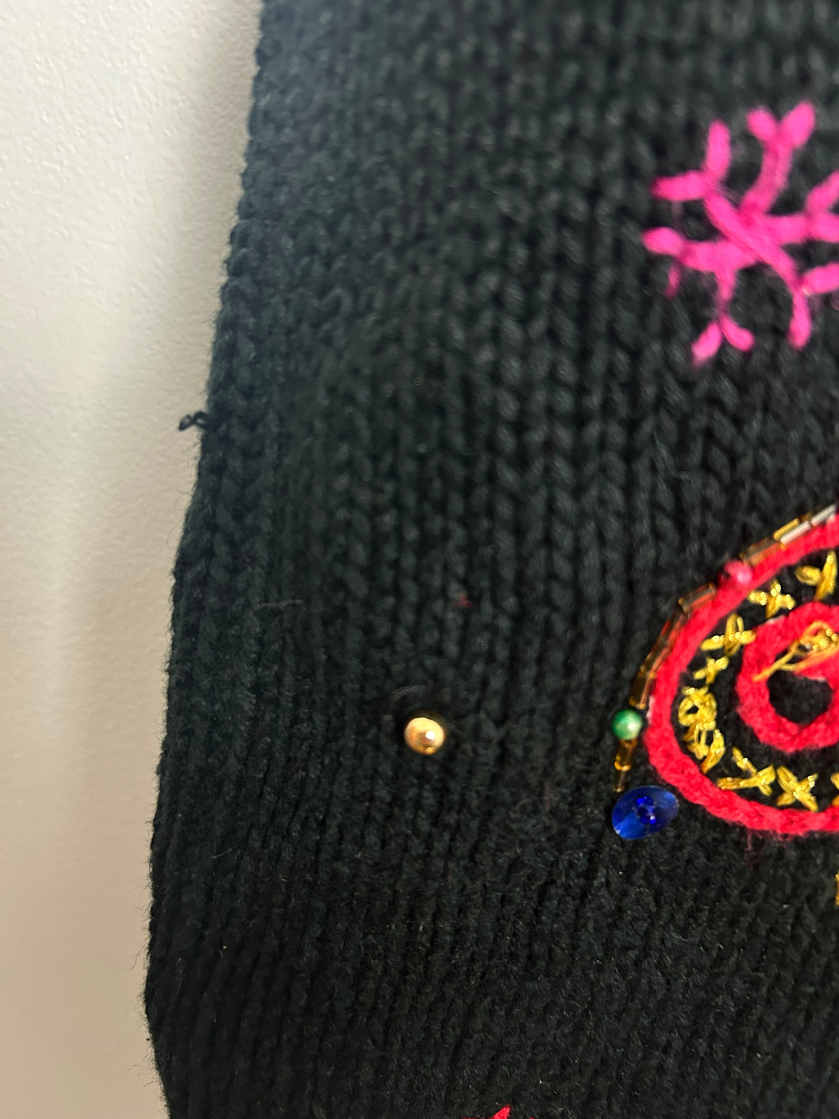 Vintage 1980s WESTBOUND Black Embellished Christmas Sweater Vest Cardigan Up To 16
