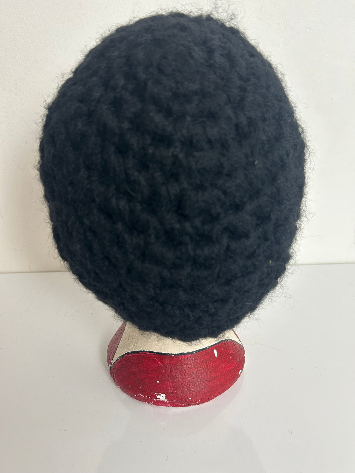 Vintage Black Chunky Knit Wool Beanie/Beret Style Hat