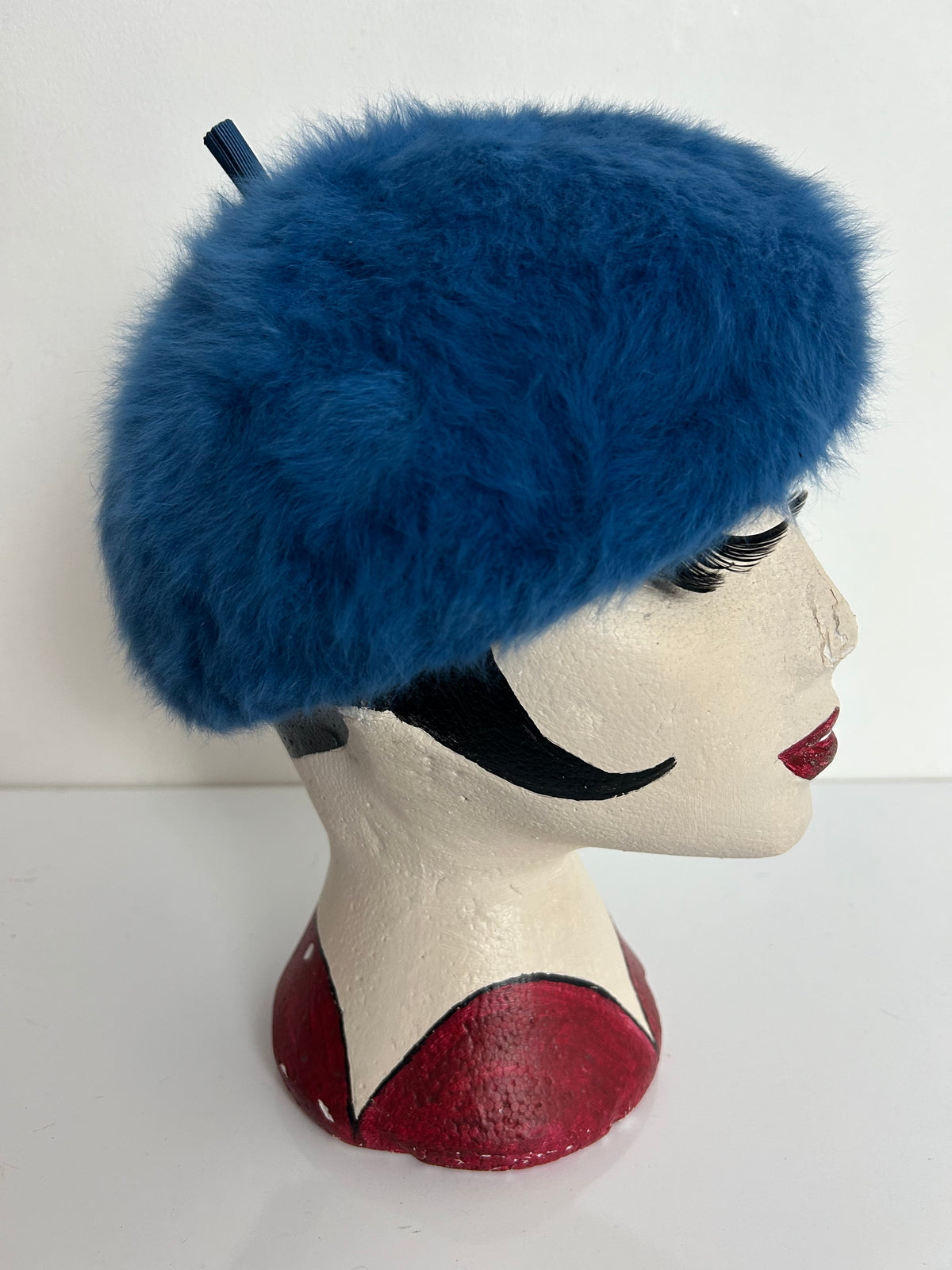 Vintage 1970s KANGOL Dark Dusky Blue Angora Mix Beret