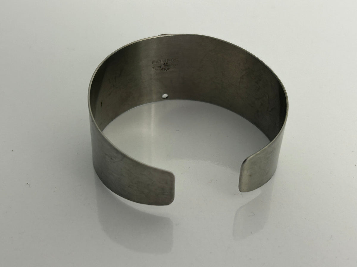 Vintage 1970s Collectable Adeline Stainless Steel By Ralph Weston Shell Disc Set Bracelet
