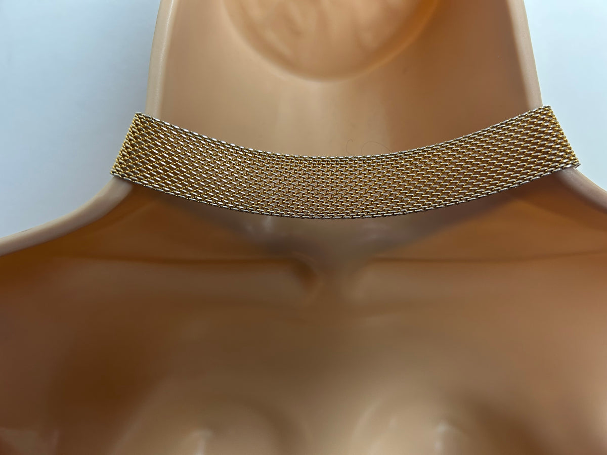 Vintage Gold Tone Mesh Belt Style Choker Style Necklace