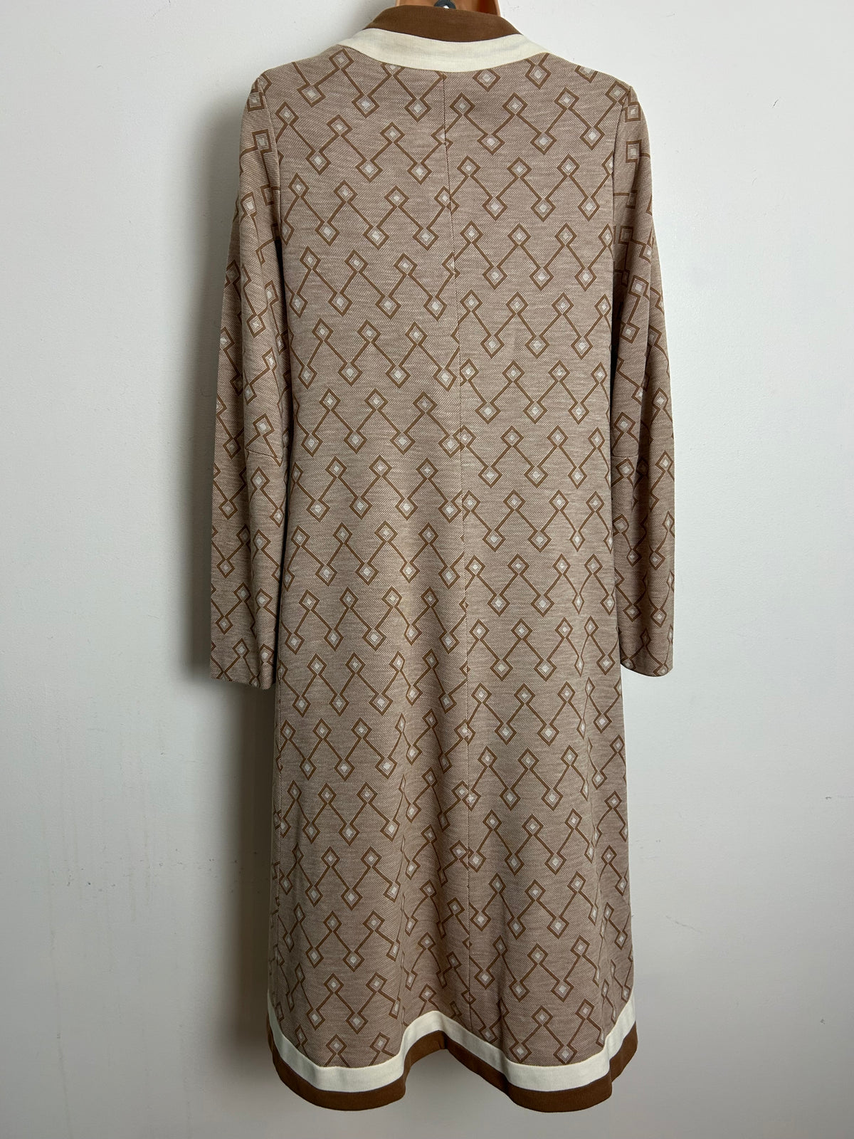 Vintage 1960s Size 10 Camel Brown Mod Dress & Matching Jacket Two Piece Suit