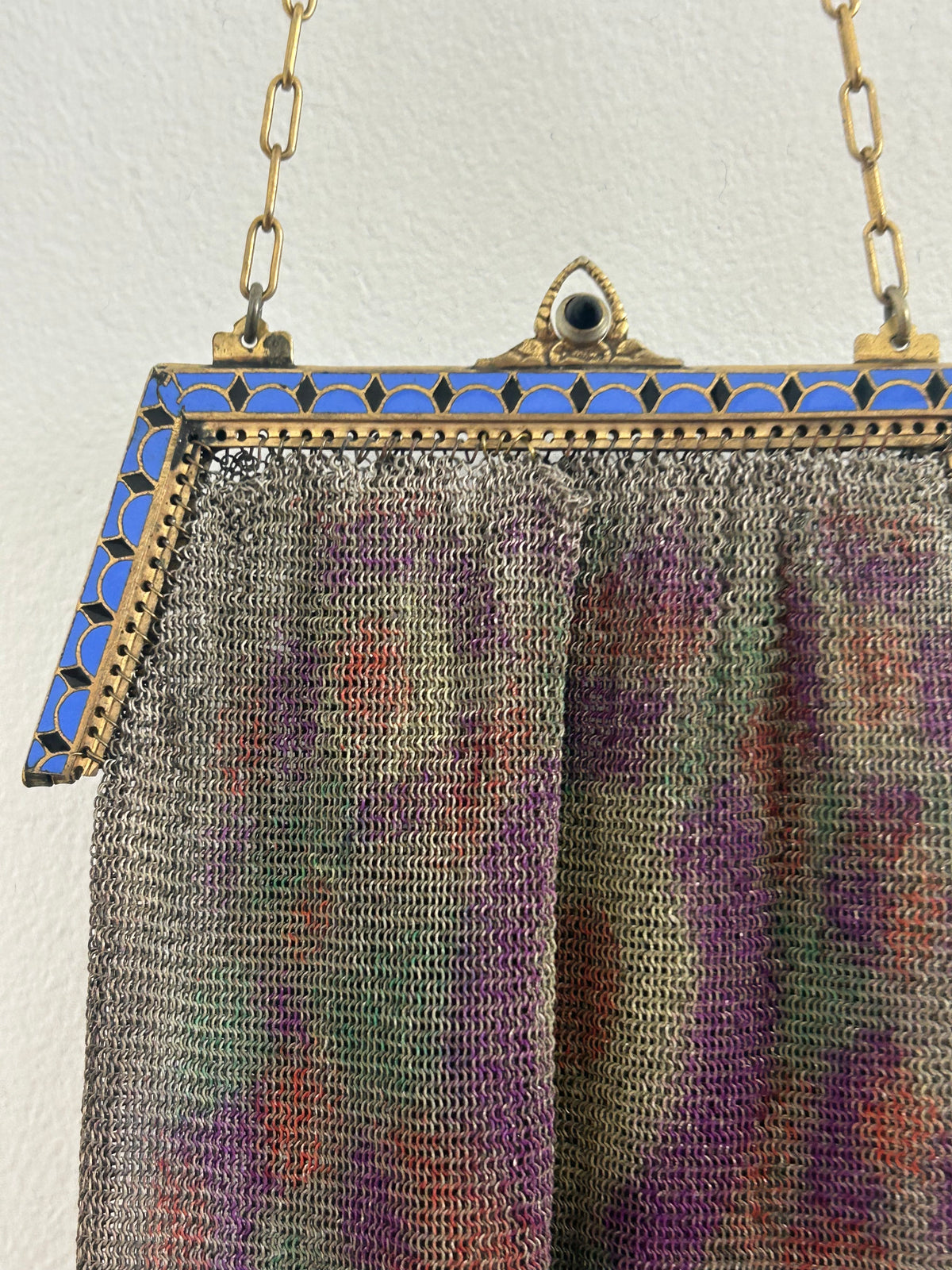 Vintage Antique 1920s Art Deco Small Fine Mesh Enamel Frame Handbag/Purse