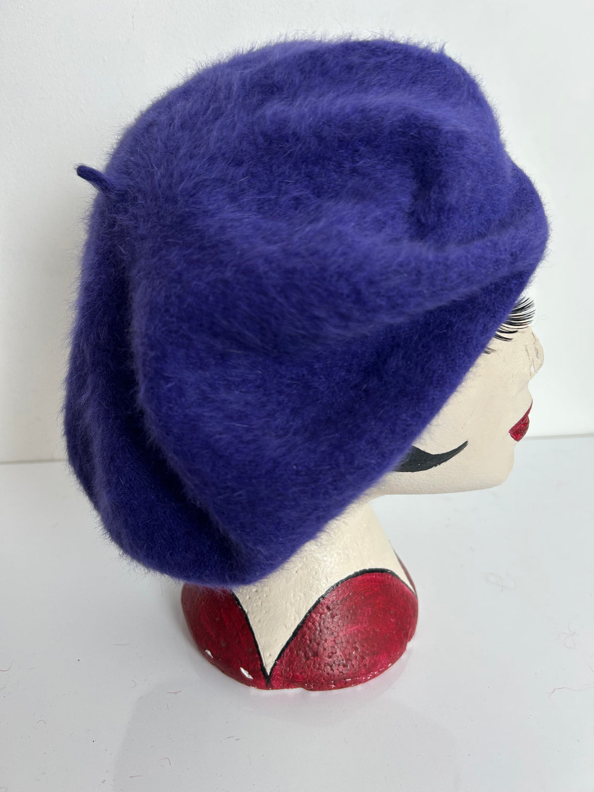 Vintage Cute Purple Wool & Angora Mix Beret