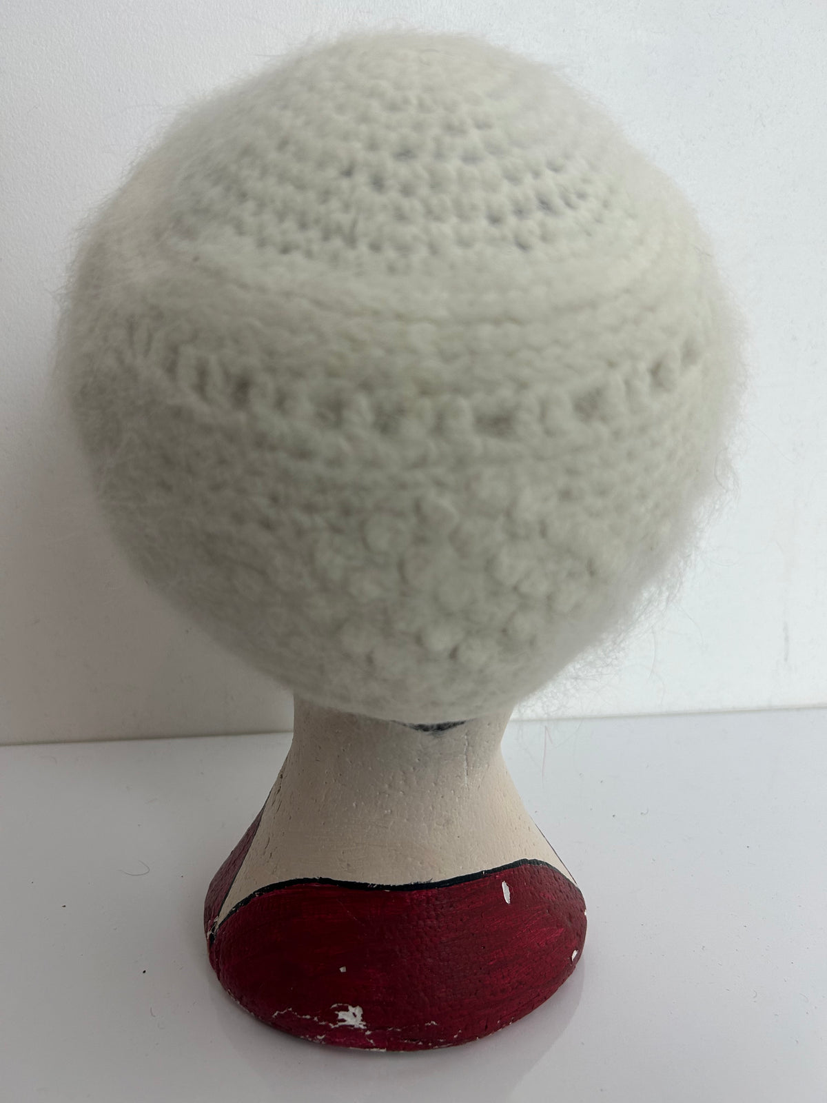 Vintage Winter White Angora & Wool Mix Beanie Winter Hat