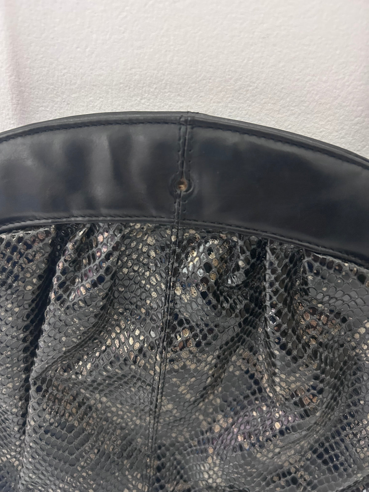 Vintage 1980s RENATA Black & Silver Mock Snake Skin Popper Fastening Shoulder Bag
