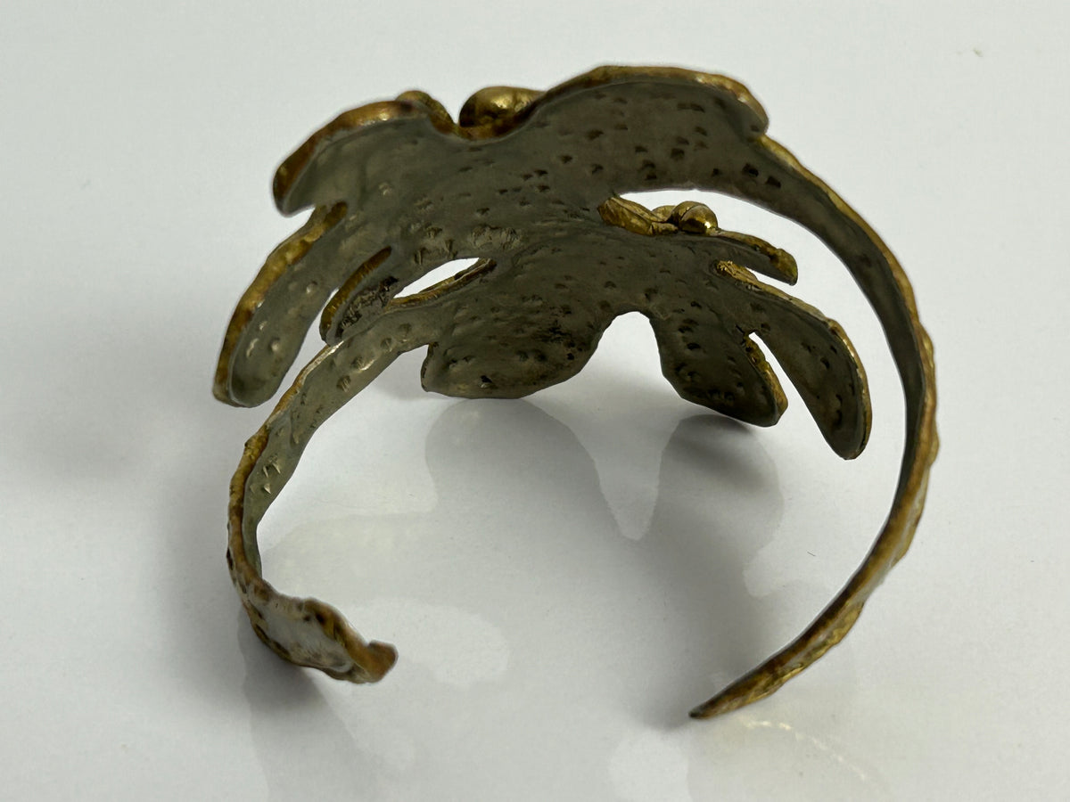Vintage Chunky Mixed Metal Brutalist Style Cuff Bangle/Bracelet