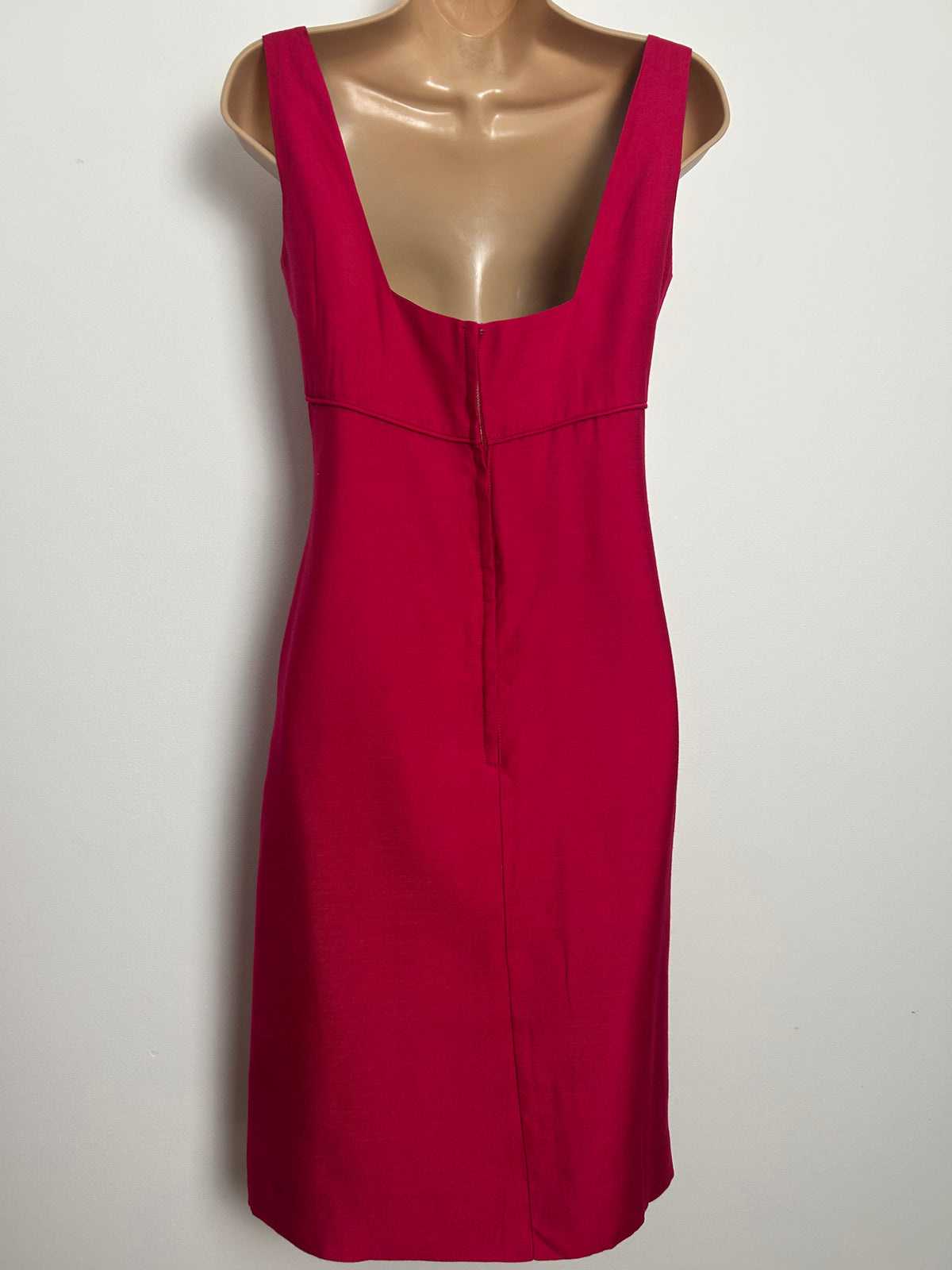 Vintage 1960s Size 8-10 Fuchsia Pink Sleeveless Bow Detail Wiggle Dress