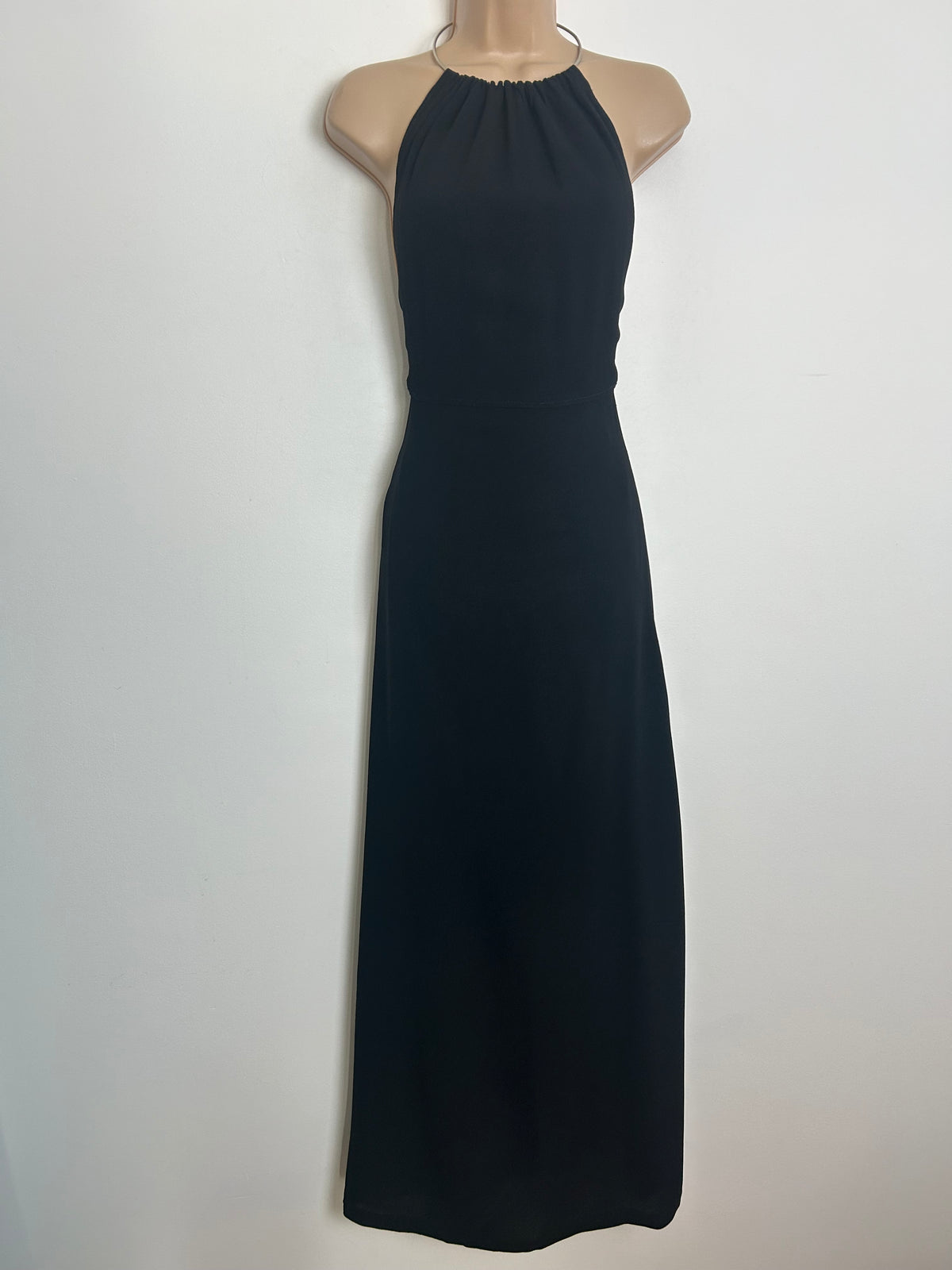 Vintage 1970s BELCHIC MODELL Size 6 Black Metal Choker Neck Occasion Evening Maxi Dress