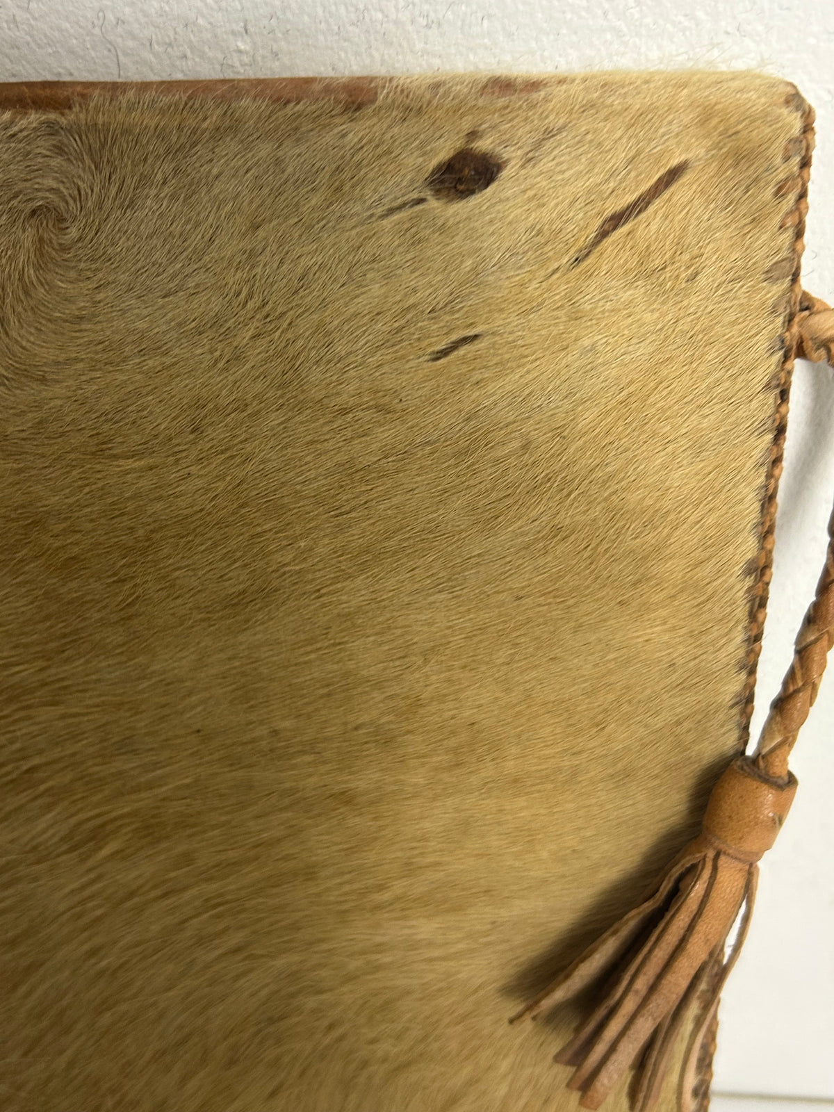 Vintage 1970s Real Leather Cowhide With Hair A4 Portfolio Document Folder