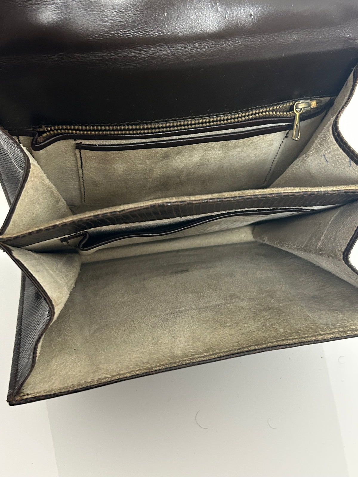 Vintage 1960s Dark Brown Leather Grab Handle Kelly Style Handbag