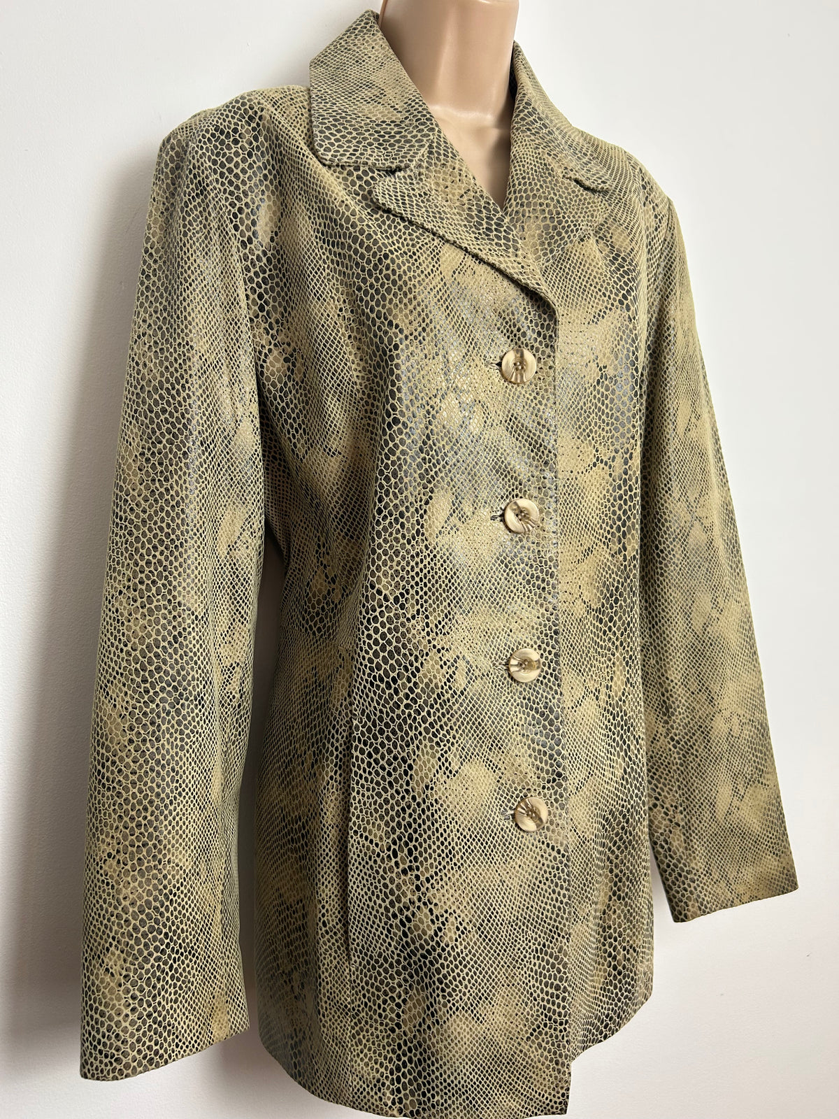 Vintage TRIBECA STUDIO Size L Snake Skin Embossed 100% Real Leather Jacket