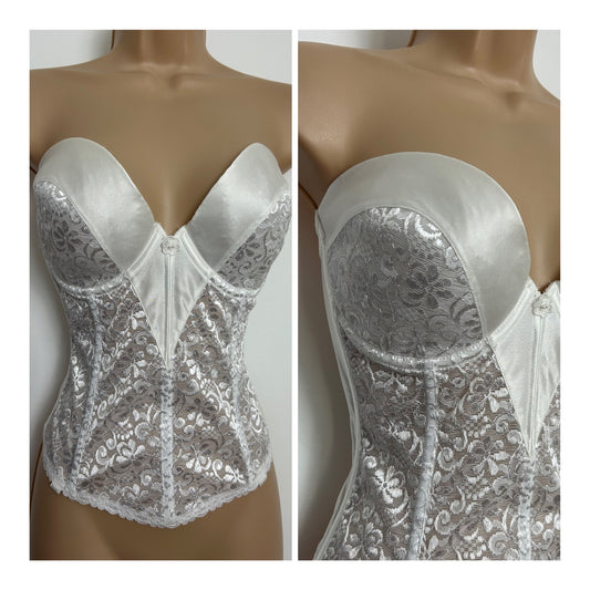 Vintage CARNIVAL Size 40C White Strapless Underwired Boned Corset Torsolette