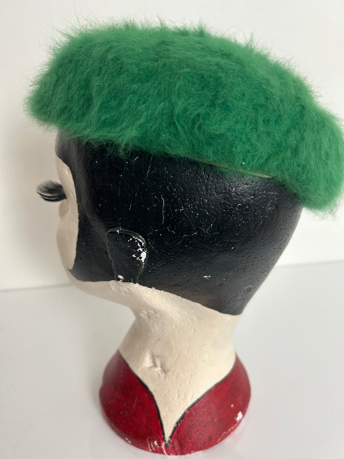 Vintage 1960s KANGOL Green Super Angora Beret Style Pill Box Hat