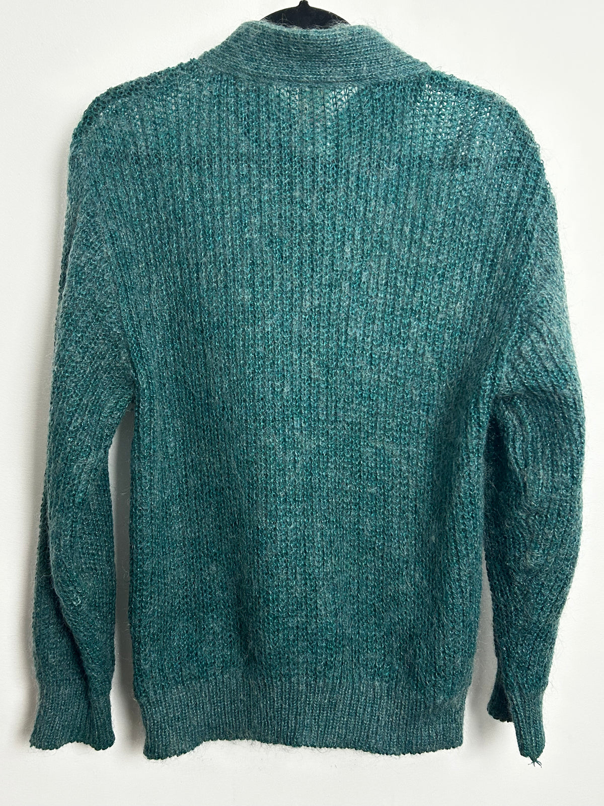 Vintage 1980s ST MICHAEL Size 14 Teal Mohair & Wool Mix Cardigan