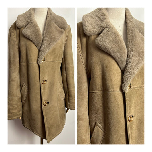 Vintage LAKELAND SHEEPSKIN CENTRE UK Size 14 Real Sheepskin Shearling Jacket