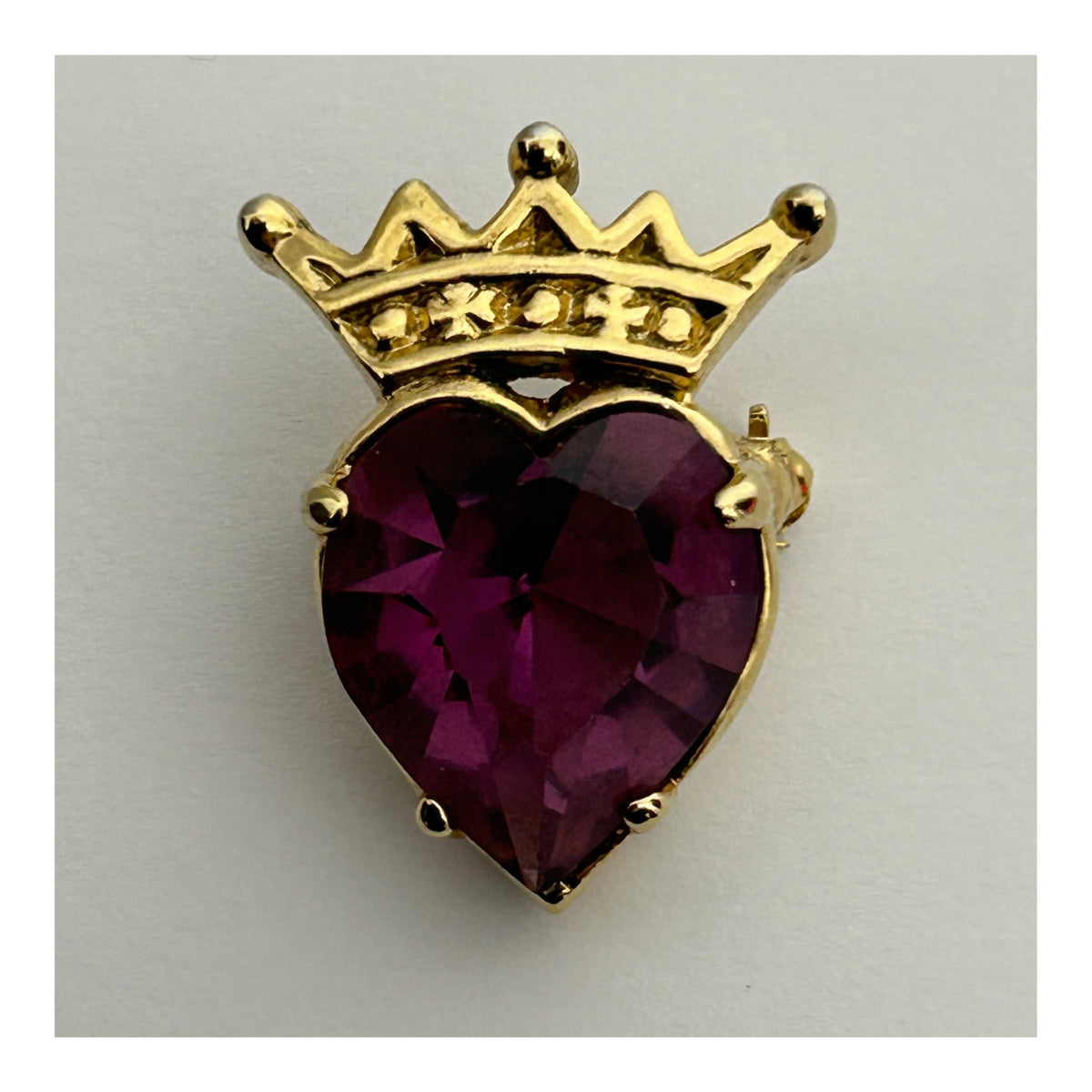 Vintage LUCKENBOOTH Scottish Heart & Crown Stone Set Signed Pin Brooch