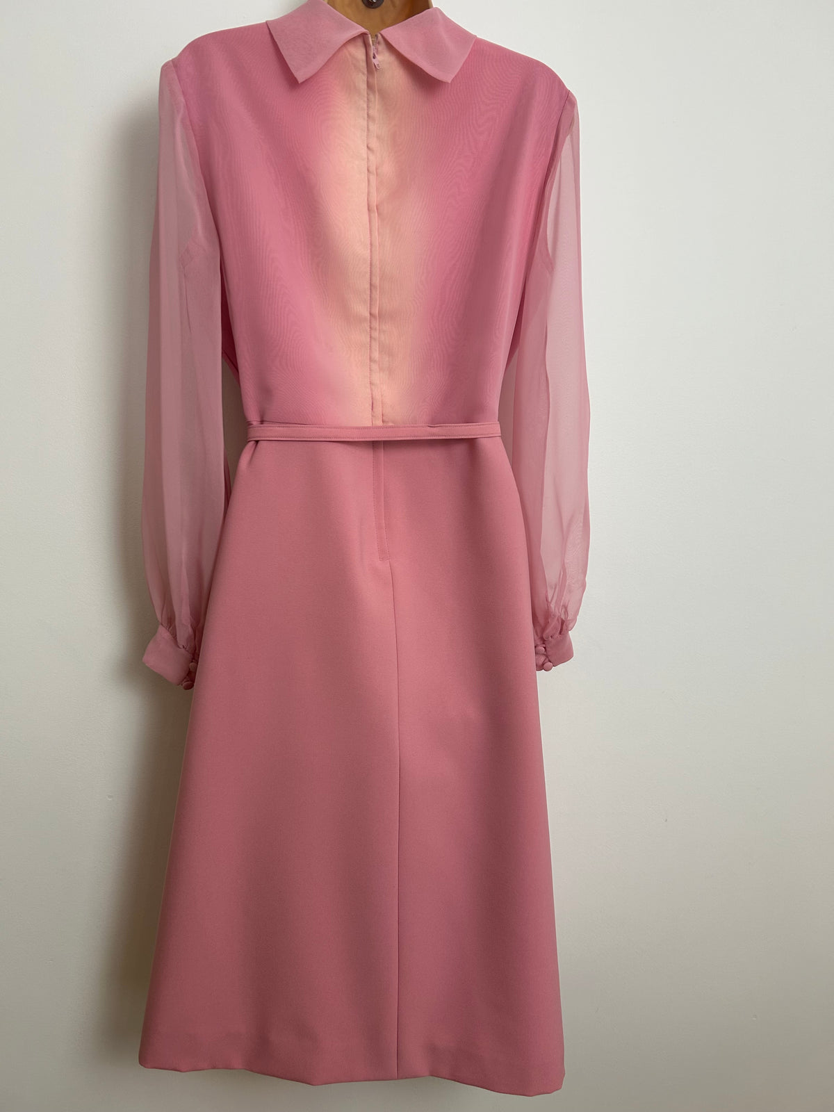 Vintage 1960s PEGGY FRENCH COUTURE Size 12 Pale Pink Pussy Bow Tie Mod Dress & Matching Jacket