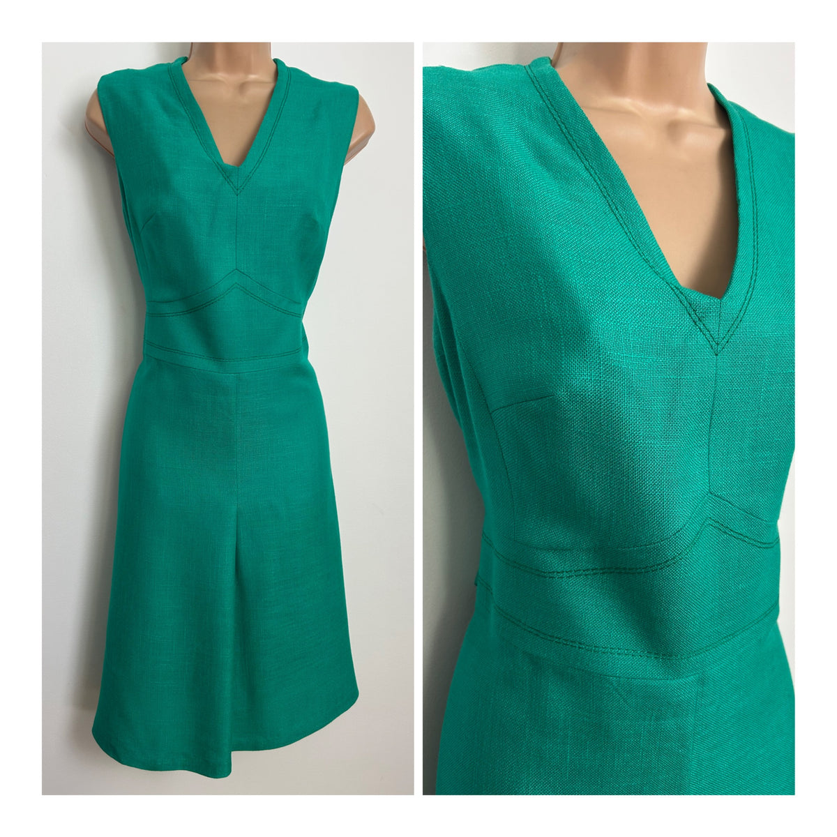 Vintage 1960s RALPH DRESS Size 12 Jade Green Half Belted Mod Shift Dress